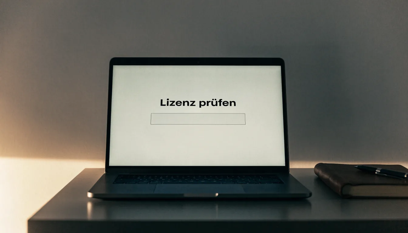 Eine Balkenwaage aus Messing steht neben einem hölzernen Richterhammer auf einem dunklen Pult, im Hintergrund ein unscharfes Bücherregal.