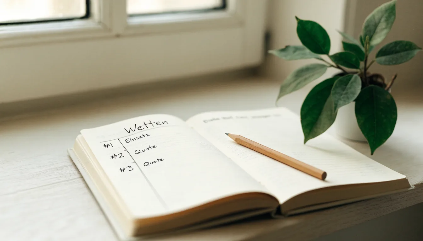 Ein aufgeschlagenes Notizbuch mit handschriftlichen Skizzen und ein Bleistift liegen auf einer Fensterbank im Tageslicht.
